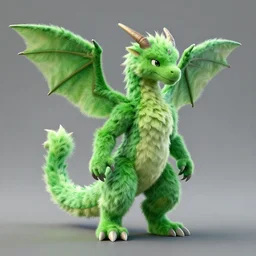 a 3 d render of a green feathery male anthropomorphic dragon with armwings and a spike at the tip of his tail