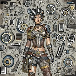 steampunk biker girl by karl kopinski
