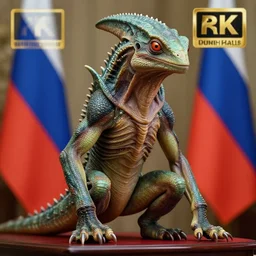 hyperrealistic photo of russian president as a reptiloid, hd, 4 k / 8 k, award - winning