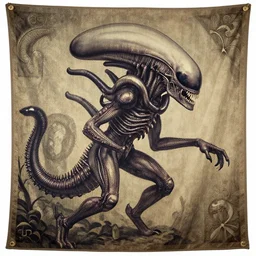xenomorph alien predator medieval tapestry detail