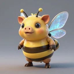 legue of legend character Sejuani's Hog, but in a bee skin with bee wings, 3d graphics, octane rendered
