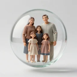 portrait of a family having been sewn together and moulded into a levitating human spheroid. perfectly composed, beautiful studio lighting and impeccable focus. a work of art coated in a very thin layer of glass.