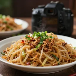 close - up focused dslr photograph of a laos dinner, 8 k, high detail, volumetric lighting, hyperrealism, aesthetically pleasing, studio lighting, trending