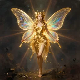 full body portrait of a faerie, golden ratio, detailed, rainbowshift, by jean - baptiste monge and maxfield parrish and artgerm