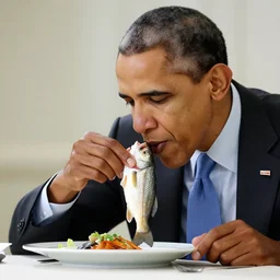obama eating a fish