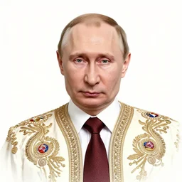 a portrait of ( male ) putin, upper half portrait, decorated with russian motifs, traditional russia, intricate, elegant, highly detailed, symmetry, headpiece, digital painting, artstation concept art smooth sharp focus, illustration, art by artgerm and greg rutkowski alphonse mucha 8 k
