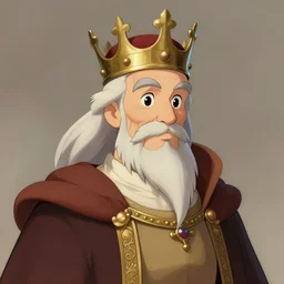 portrait of a medieval old king with a crown, artstation, cartoon, elegant, highly detailed, digital painting, concept art, smooth, sharp focus, illustration, art by makoto shinkai, don bluth, michel ocelot, whalen, moebius, atey ghailan, yoshida