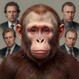 a portrait of anthropomorphic monkey putin face, vladimir putin monkey anthropomorphic hybrid, macabre, horror, by donato giancola and greg rutkowski and wayne barlow and zdzisław beksinski, realistic face, visible face, digital art, artstation, symmetry