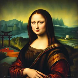 the mona lisa. painting by kim hong - do, a traditional korean painter