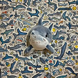 shark, a fumo of a shark, plushie, detailed product photo