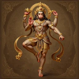 award winning full body portrait of a beautiful ornated hanuman god, leaping!!!!!, intricate, elegant, highly detailed, digital painting, artstation, concept art, smooth, sharp focus, digital illustration, art by krenz cushart and artem demura and alphonse mucha