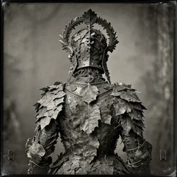 powdery blurry old tintype portrait of realistic armour made of leaves, seen from behind dramatic light, dystopian environment, intricate, elegant, highly detailed, centered headdress, artstation, sharp focus, artgerm, tomasz alen kopera, peter mohrbacher, donato giancola, joseph christian leyendecker, wlop, boris vallejo, frank frazetta