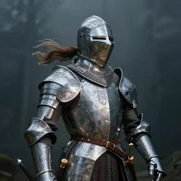 Underwater photo of a beautiful medieval knight by Trent Parke, dynamic, metallic patterns, clean, detailed