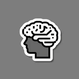 minimalist logo icon sticker for a wandering mind, one person, brain filter pixelated, retro psychology, victo ngai, kilian eng, lois van baarle, behance
