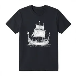viking ship line art, graphic tees
