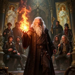 highly detailed vfx portrait of an old mage casting a fire spell, unreal engine, greg rutkowski, loish, rhads, beeple, makoto shinkai and lois van baarle, ilya kuvshinov, rossdraws, tom bagshaw, alphonse mucha, global illumination, detailed and intricate environment