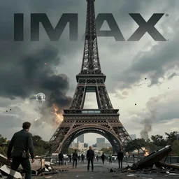 An apocalyptic scene of Paris destroyed after the alien invasion, 70mm Imax, Cinematic, Film Still, Directed by Michael bay