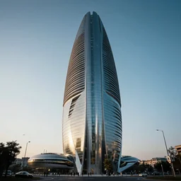 futuristic tower by zaha hadid and renzo piano and syd mead, contemporary architecture, photo journalism, photography, cinematic, national geographic photoshoot
