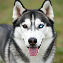 Husky dog, one eye is brown one eye is blue, highly detailed photograph 108 megapixels