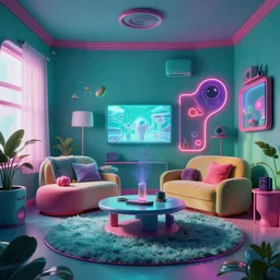 vaporwave 9 0 s surreal room, highly detailed, 3 d render, vray, octane, realistic lighting, photorealistic