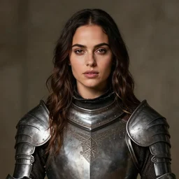 medieval portrait of stunning ana de armas, dressed as an armored knight, perfect face, in the style of eugene de blaas