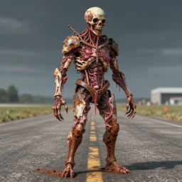 technobiological rusty mig - 3 1 consisting of ripped flesh and iron and bones and guts and meat and skin and veins and entrails. mig - 3 1 is on the runway. biopunk, bodyhorror, very rust, high detail, photorealism, full length view, octane render, cgsociety by hermann nitsch