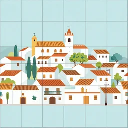 A Spanish village. Seamless parallax background, Vector design, Tileable horizontally.