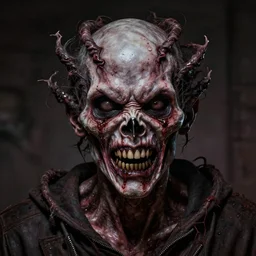 A highly detailed head and shoulders masterpiece portrait of twisted horror, scary, terrifying, horrific