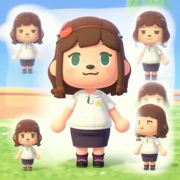 Isabelle Animal Crossing as an anime character, reference sheet