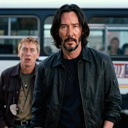 Keanu Reeves cast as Eminem, still from 8 Mile, Bus Scene, hyperrealistic, 8k, Octane Render,