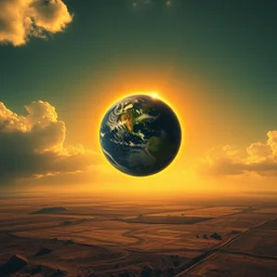 the sun is staring the earth, surrealism