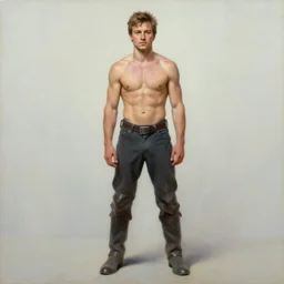 a portrait of zach efron as a shirtless muscular knight, full body, oil painting, pale colors, high detail, 8 k, wide angle, trending on artstation,
