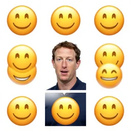 collage of mark zuckerberg as smiley emojis