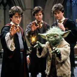 a film still of the professors yoda and leia making spells in harry potter