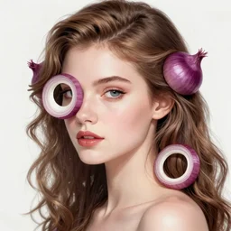 the portrait of a ridiculously beautiful and elegant european woman partially made of onion rings of all colors, an ultrafine detailed illustration by james jean, final fantasy, intricate linework, bright colors, behance contest winner, vanitas, angular, altermodern, unreal engine 5 highly rendered, global illumination, radiant light, detailed and intricate environment