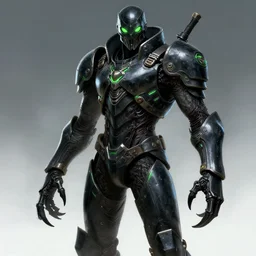 sci - fi plague doctor power armor, inhumanly tall, inhumanly thin, black plate clawed hands, plague doctor mask, green glow eyes, green glowing trim, focused, plague, heavy armor, illustration, award winning, digital art, trending on artstation, incredible, highly detailed, fantasy, sci - fi
