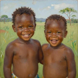 francesca filomena's painting of 2 cute little happy brothers in south africa