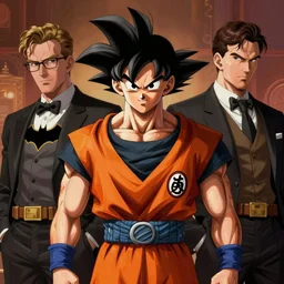 formal portrait of goku as batman. digital art by eugene de blaas, ross tran, and nasreddine dinet, vibrant color scheme, intricately detailed, in the style of romanticism, cinematic, artstation, greg rutkowski