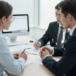 highly detailed image 2 people in business meeting