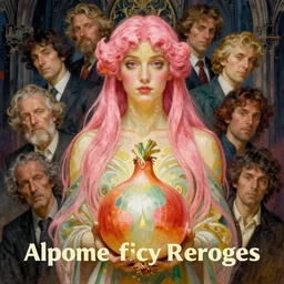 realistic detailed portrait of a bloomin onion with long pink hair by alphonse mucha, amano, charlie bowater, karol bak, greg hildebrandt, jean delville, and mel brooks, art nouveau, neo - gothic, gothic, dark ominous lighting