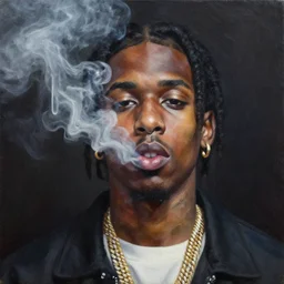 mc smoke rapper, oil on canvas, high detail