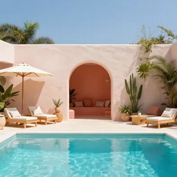 a vaporware poolside dreamscape by ricardo bofill