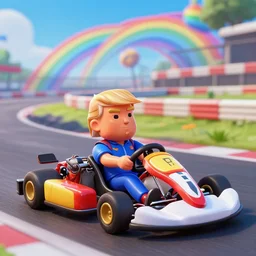 new super donald trump kart 8, the best kart video game of all time, on the famous rainbow race.