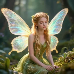 highly detailed macro photo macro portrait of a fairy, stephen bliss, unreal engine, global illumination, radiant light, detailed and intricate environment
