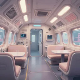 inside the captain's lounge. fluorescent pleasing - palette intricate dense spaceship interior density. flowing contours with appeal, matte painting pastel from fantasia ( 1 9 4 1 )