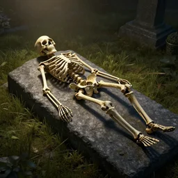 sceleton laying down in grave, beautiful dynamic lighting, cinematic, wide angle establishing shot, extremely high detail, photo realistic, cinematic lighting, post processed, concept art, artstation, matte painting, style by frederic church, raphael lacoste, unreal engine 8 k