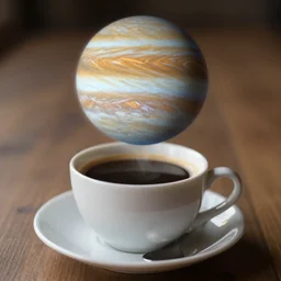 The planet Jupiter as a cup of coffee, food photography