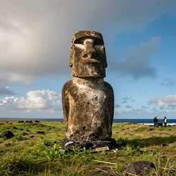a moai that looks like saul goodman, gopro photo, shot on easter isle, simple composition