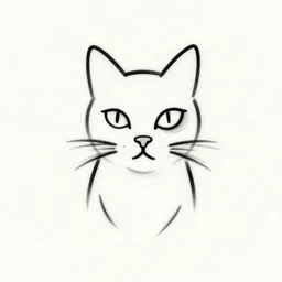 tattoo sketch of a cat with one eye, on a canva, polinesian style, minimalism, line art, vector
