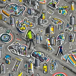 casual game, graffiti, isometric, wallpainting, spraycan, berlin